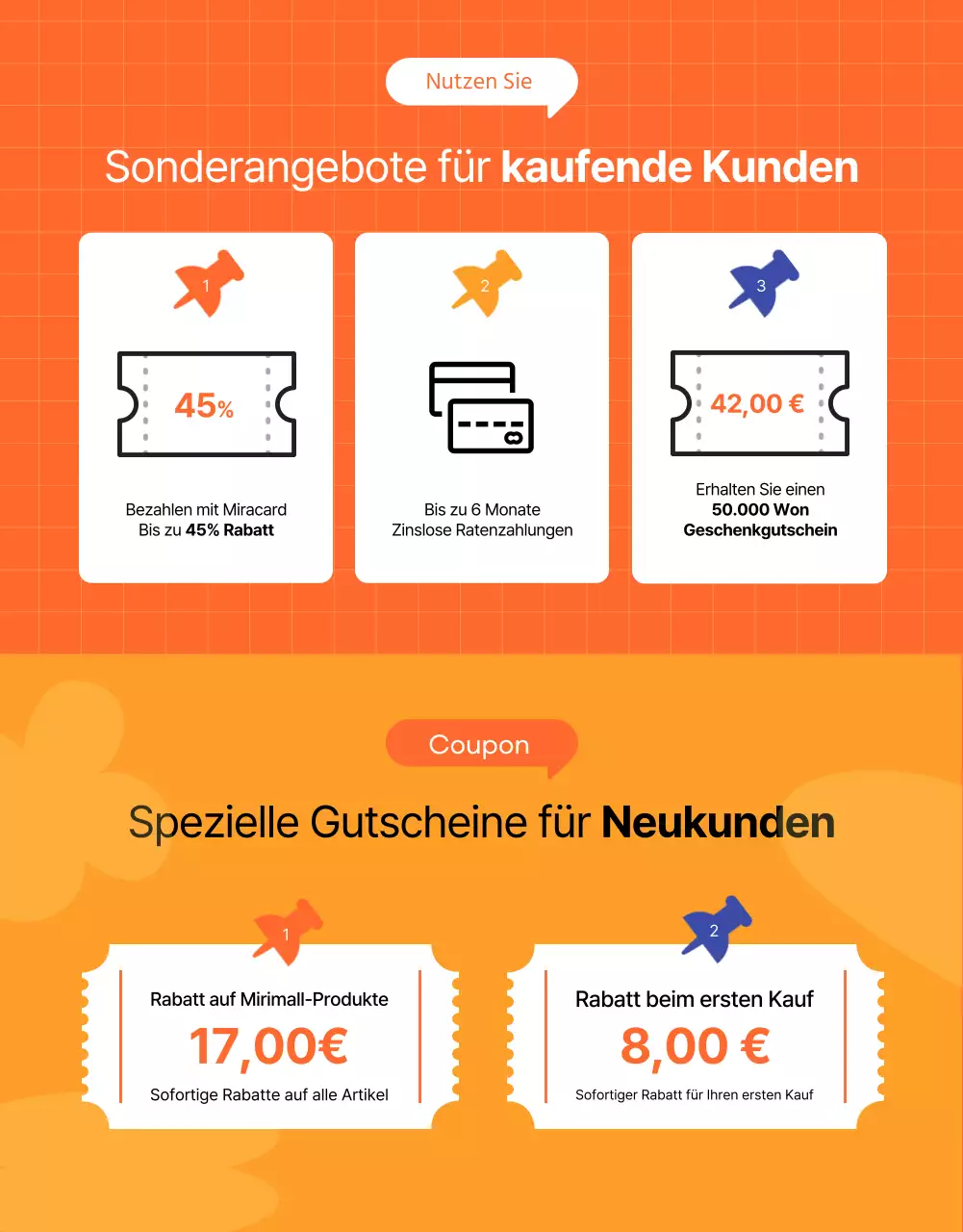 Orangefarbene, kitschige Illustration passend zur Leistung