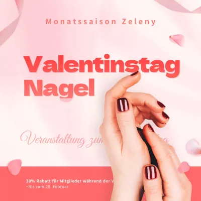 Valentinstag Nail Event Social Media Quadrate in rosa Tönen
