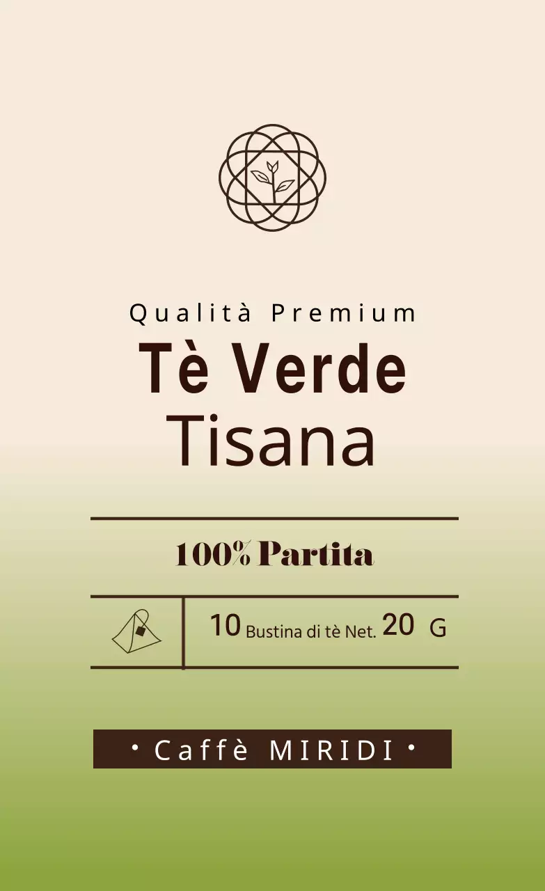 Etichetta del tè verde New Year's Day Ivory Illustrated Cafe