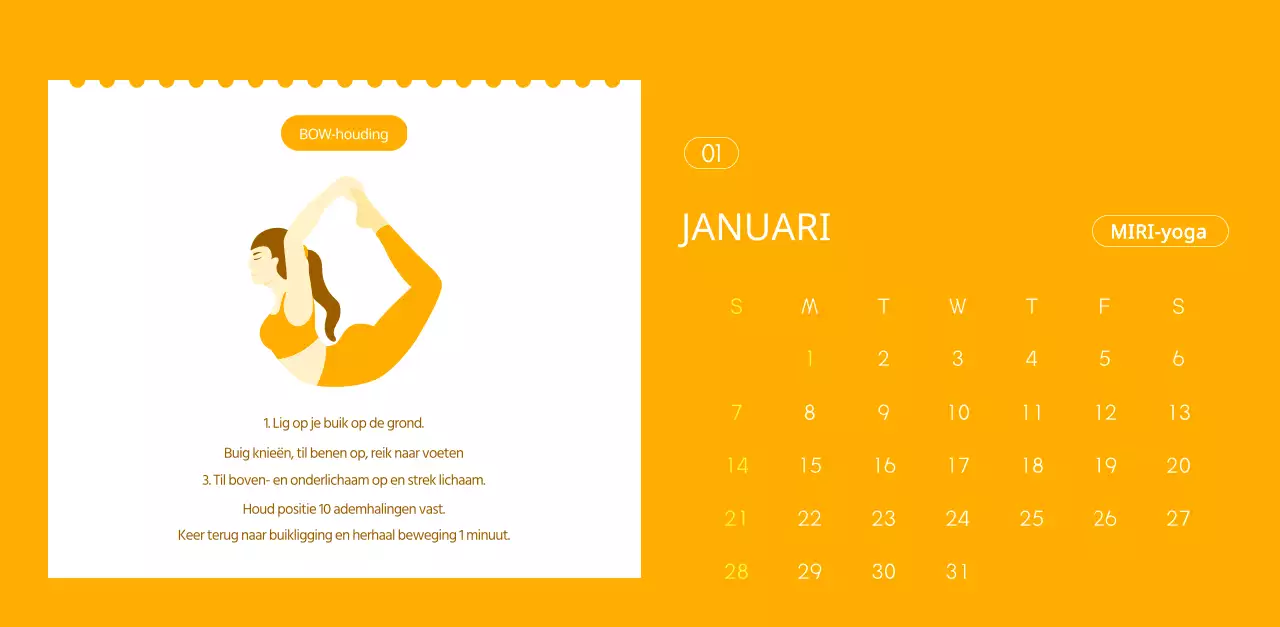 Oranje kalenders om weg te geven als je je yogastudio promoot