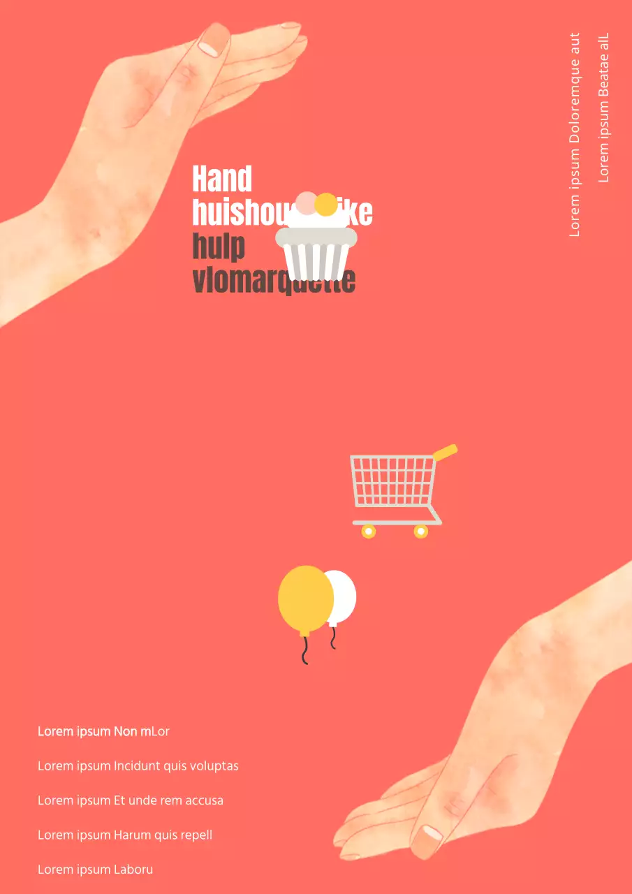 Promoot je handgemaakte rommelmarkt met een illustratie van roze handen en schattige rekwisieten