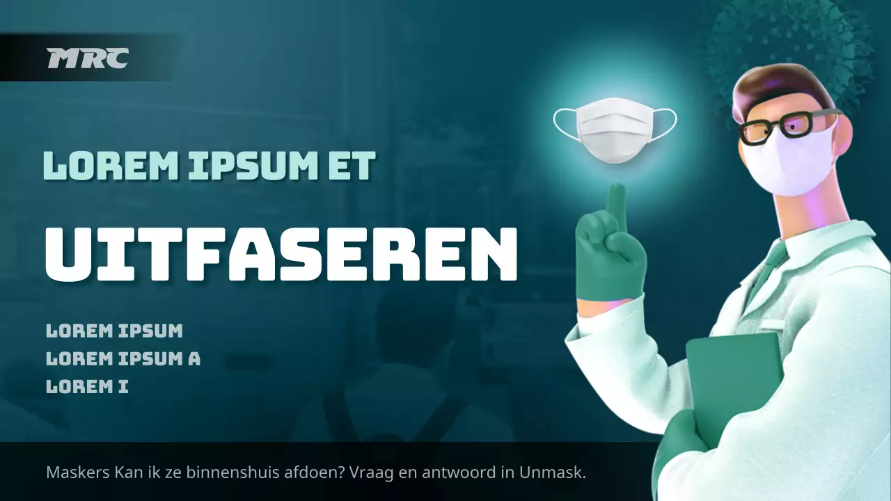 Masker uitfasering kennisgeving met cyaan achtergrond