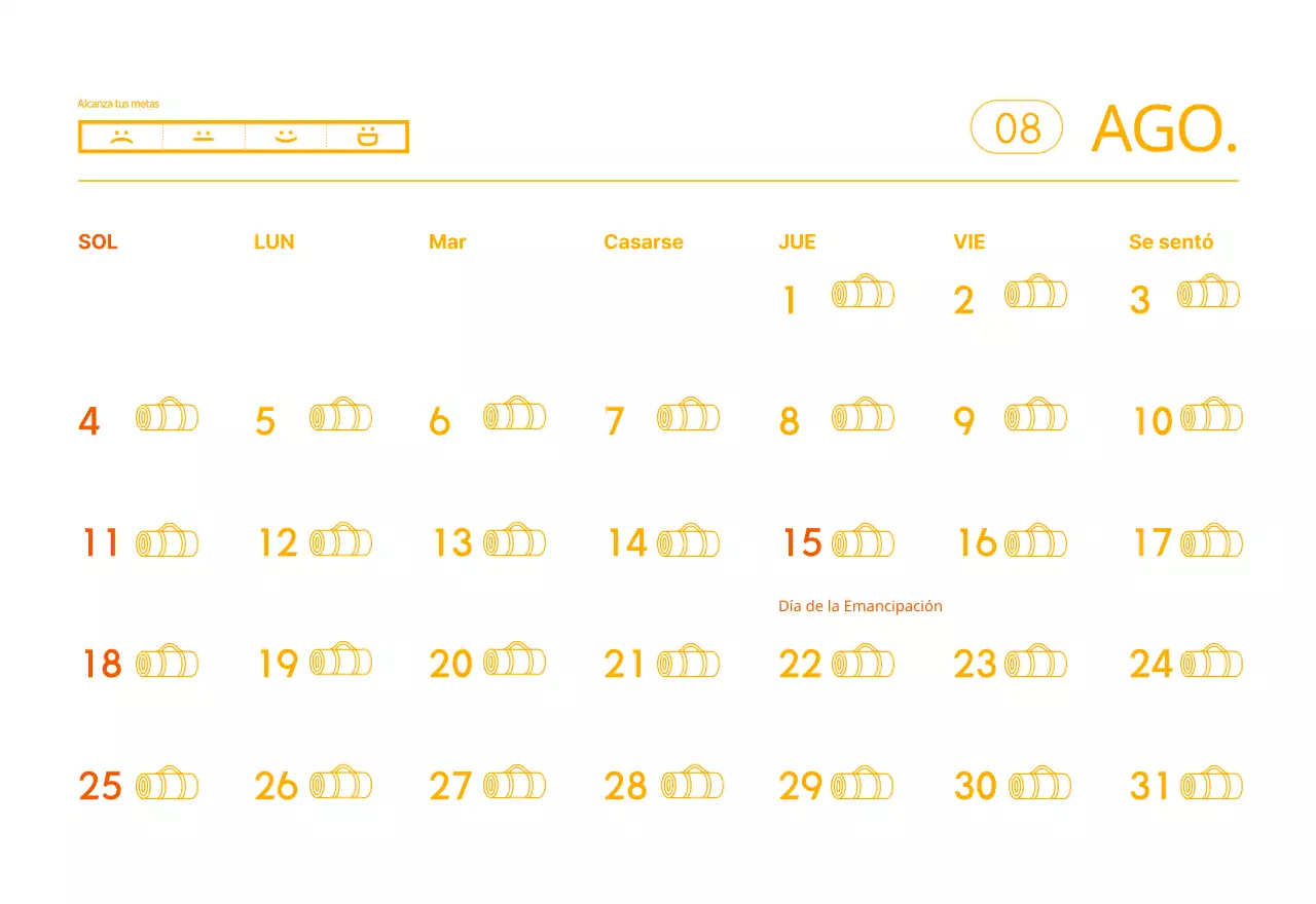 Calendarios naranjas para regalar cuando promocione su estudio de yoga