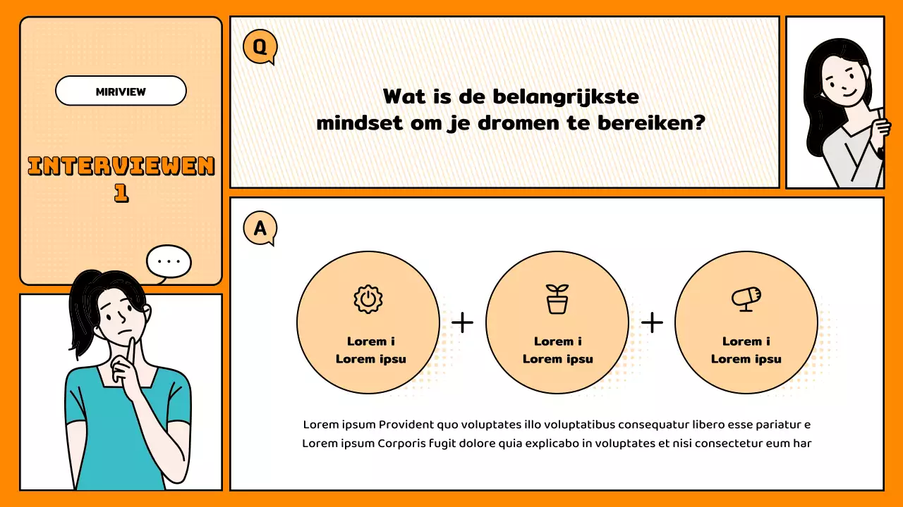 Eenvoudige oranje vraag-en-antwoordpresentatie