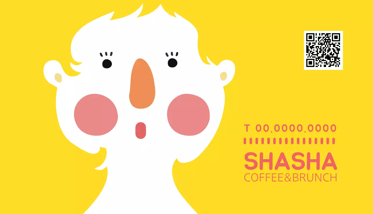 黄色 シンプル カフェ 名刺