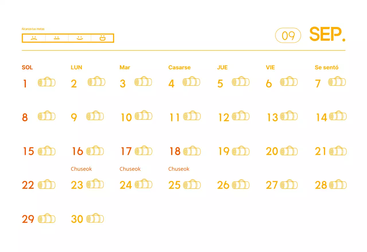 Calendarios naranjas para regalar cuando promocione su estudio de yoga