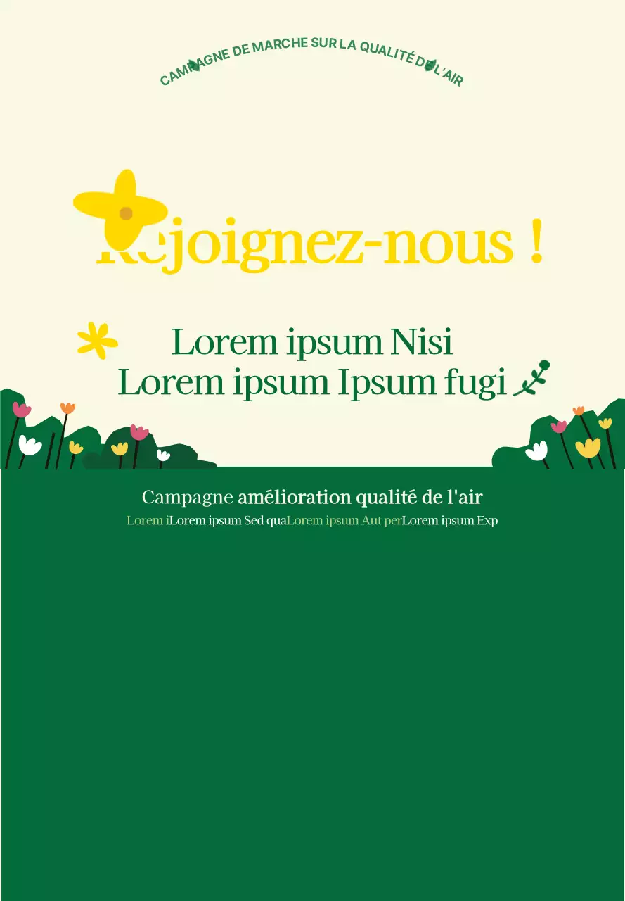 A propos de la campagne verte et jaune pour un style propre de marche au travail