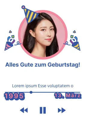 Herzlichen Glückwunsch zum Geburtstag Nachricht mit einem Musik-Player-Konzept mit einem blauen Party-Requisite Illustration