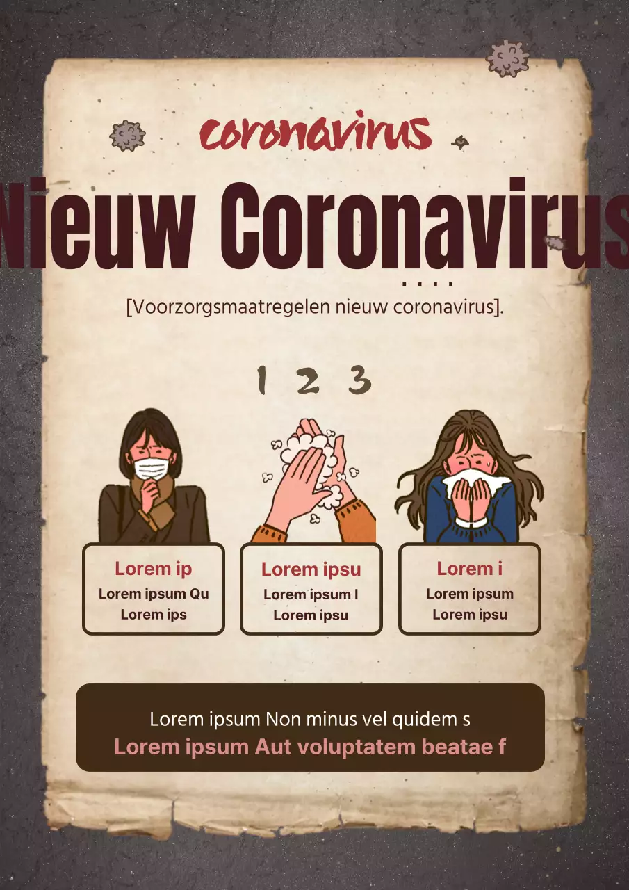 Vintage flyer met grieppreventiecampagne in beige kleur