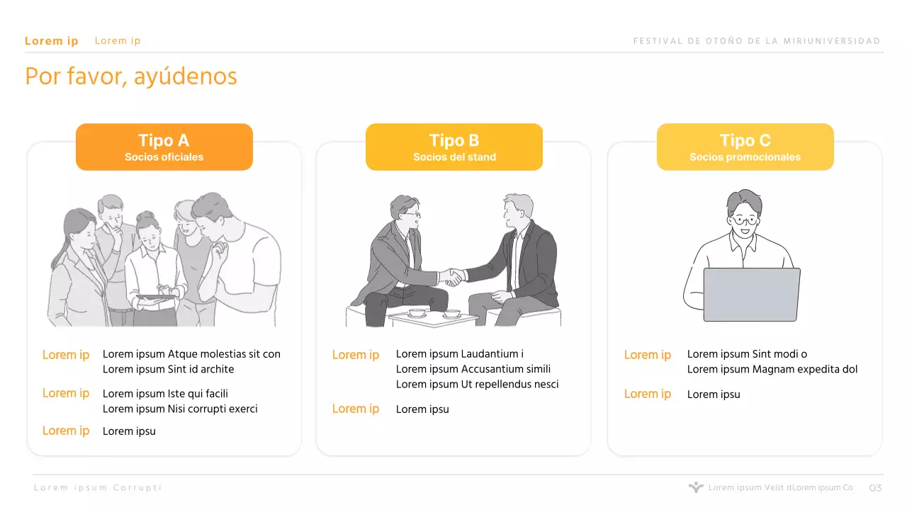 Presentación sencilla del patrocinio del festival universitario naranja para institutos y universidades