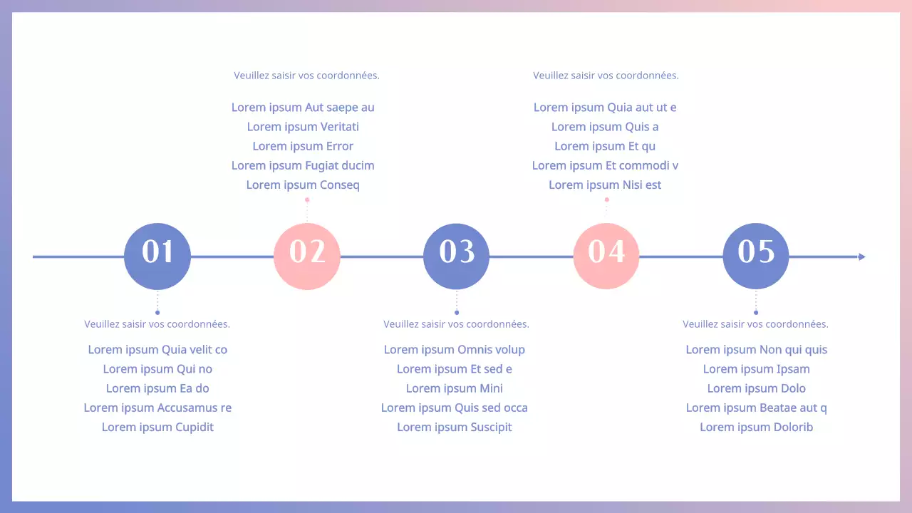 Ligne de temps dégradée rose-violet