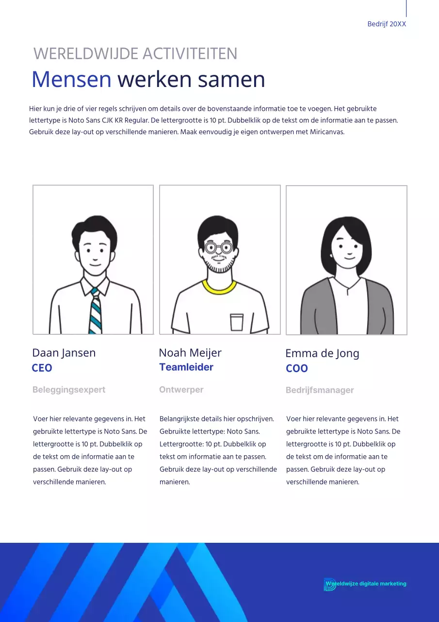 Blue Business Wereldwijd Over Ons Thema (Verticaal Bedrijfsdocument)