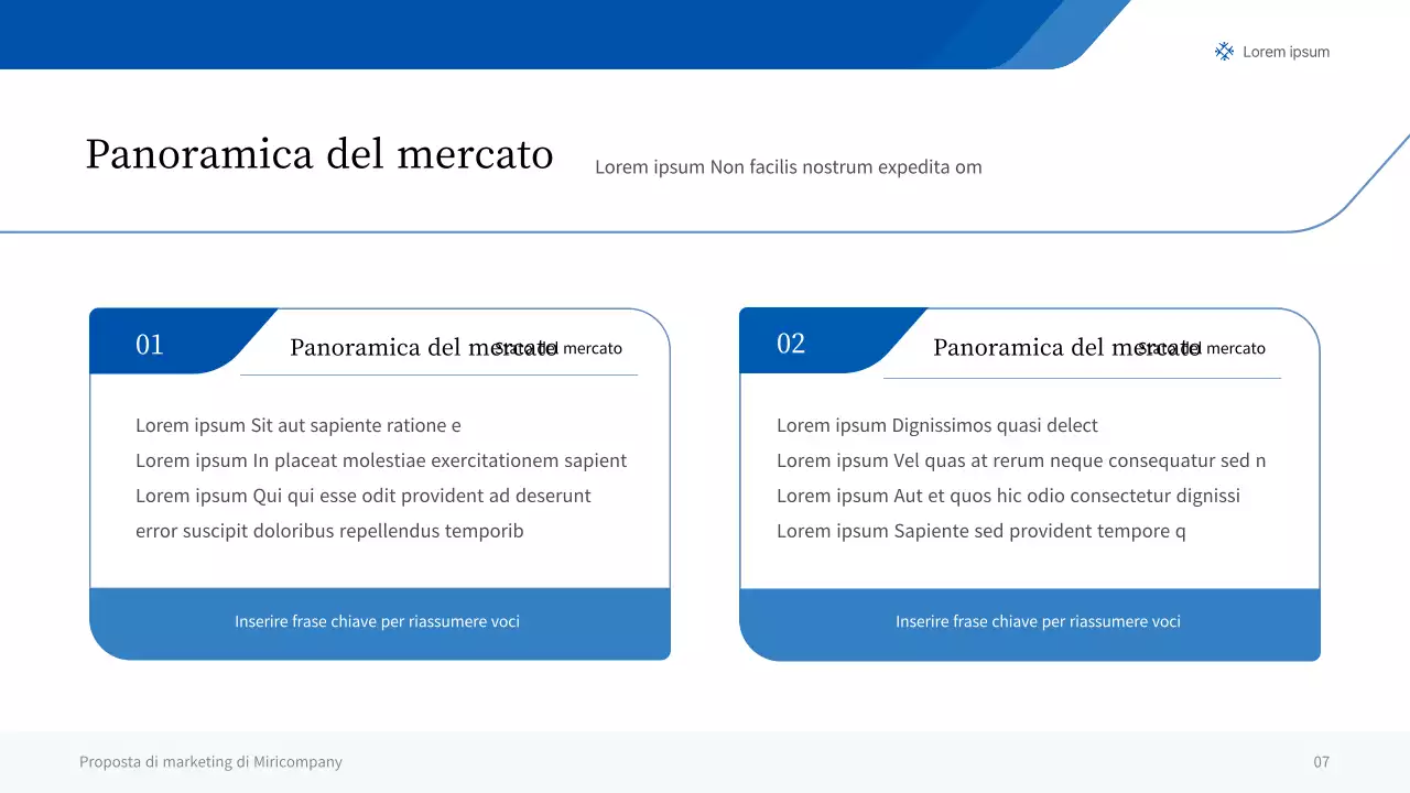 Una semplice presentazione aziendale nelle tonalità del blu e del grigio