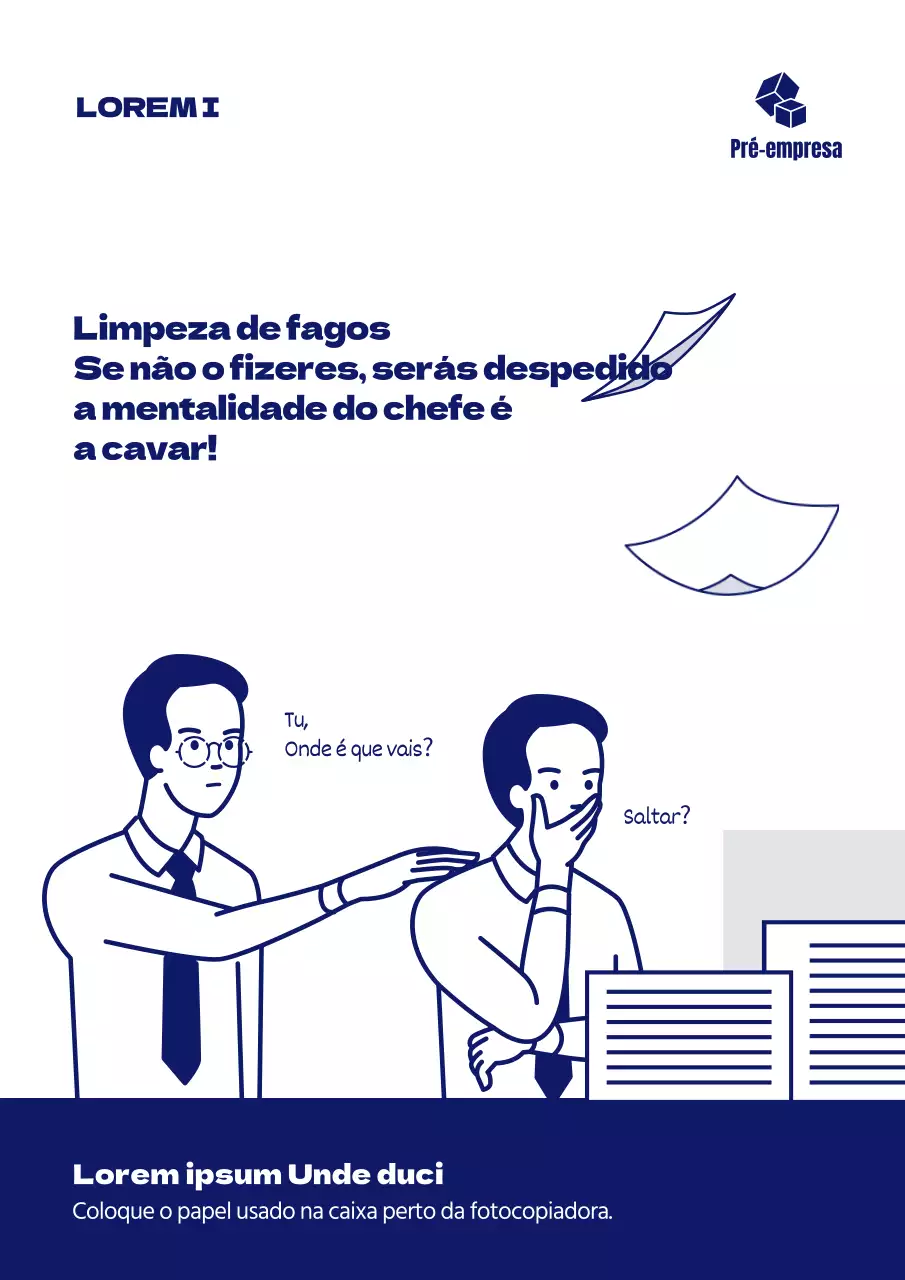 Cartaz ilustrado e giro sobre cultura organizacional em azul