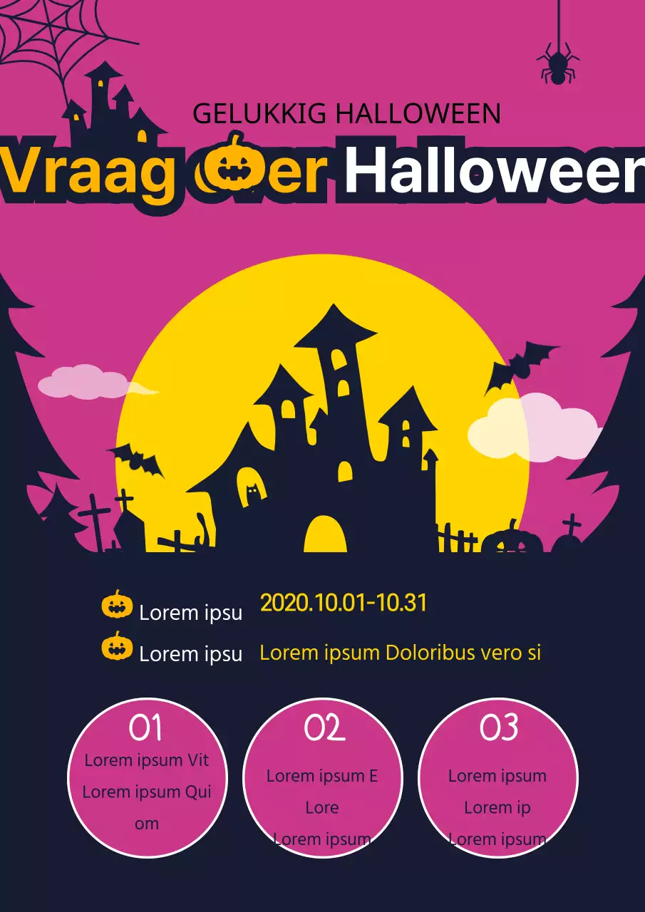 Promoot je Halloweenverkoop met een schattig concept met een paarse heksenkasteelillustratie