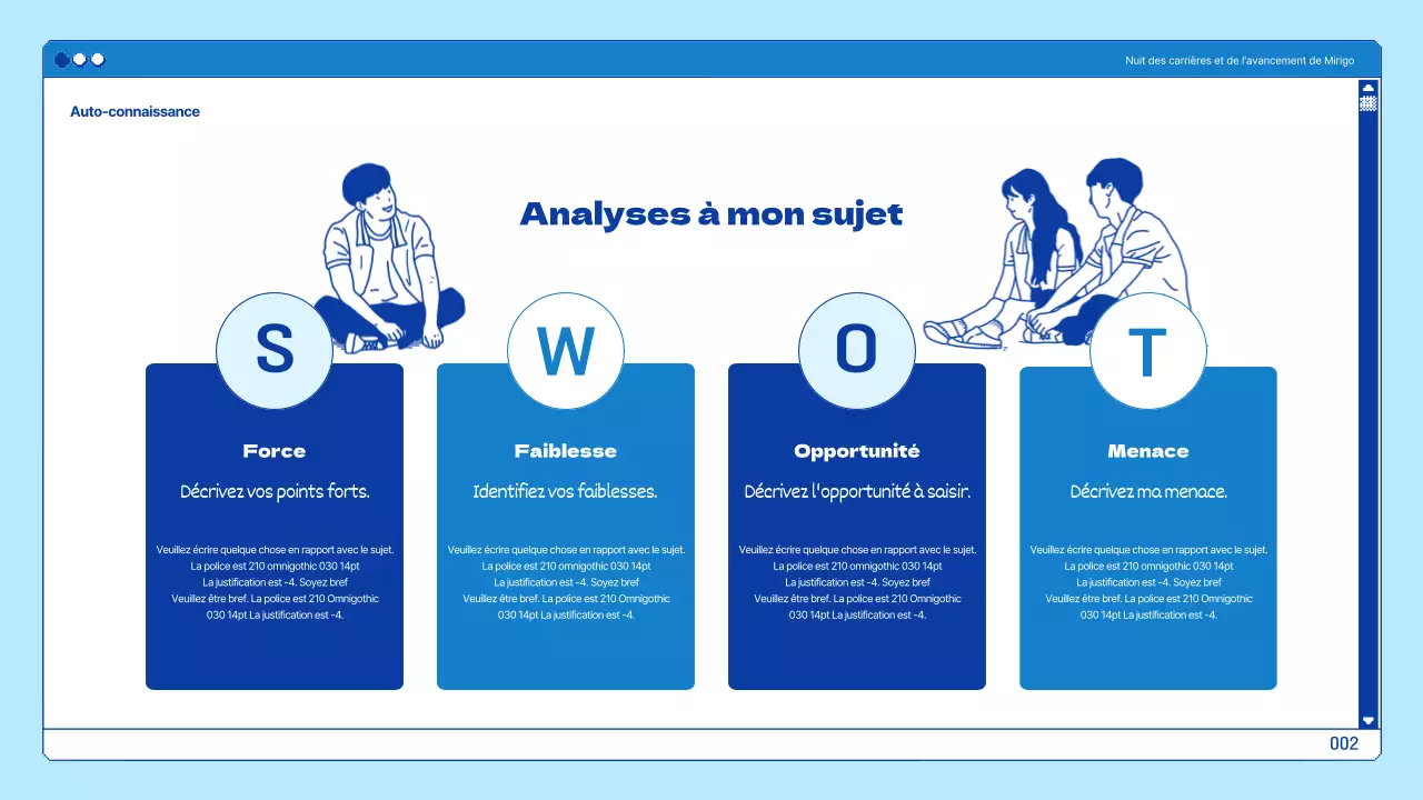 Présentations universitaires dans un thème de navigation bleu