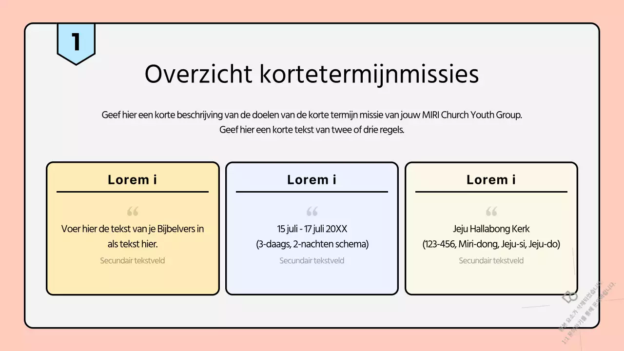 Een strakke, pastelkleurige kerkzomermissiebrochure