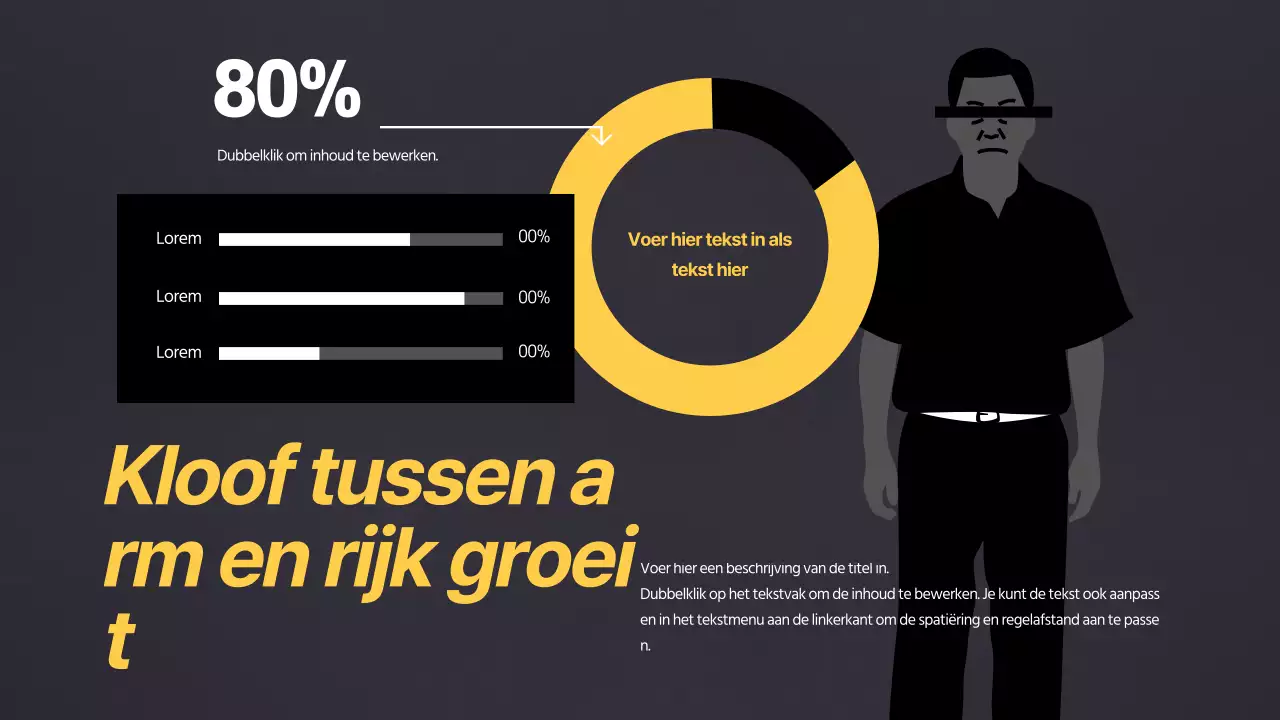 Zwart en geel schoon concept taartgrafiek ontwerp
