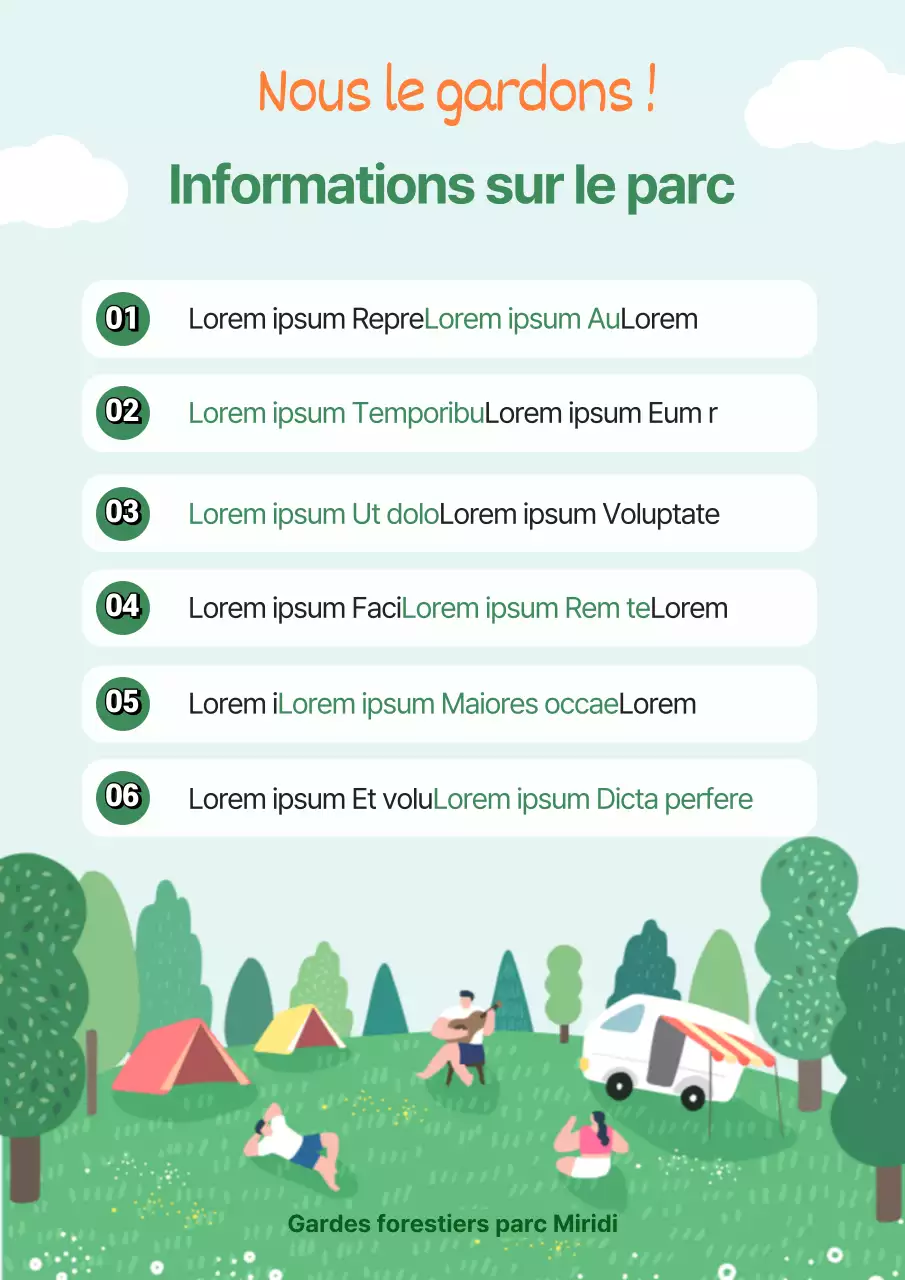 Annonce illustrée en vert et bleu clair (affiche web)