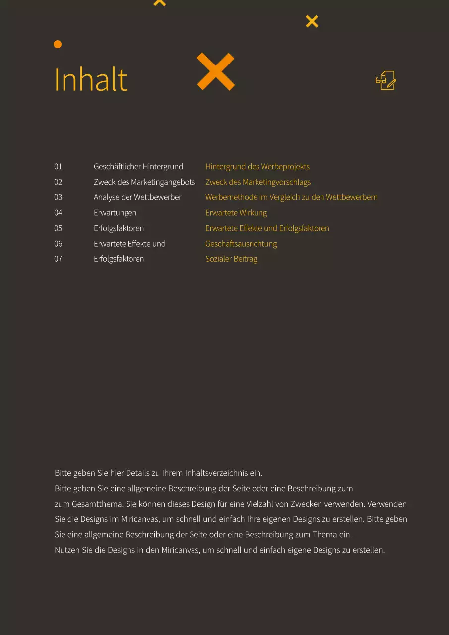 Einfaches und frisches Business-Marketing-Angebot in Gelb und Braun