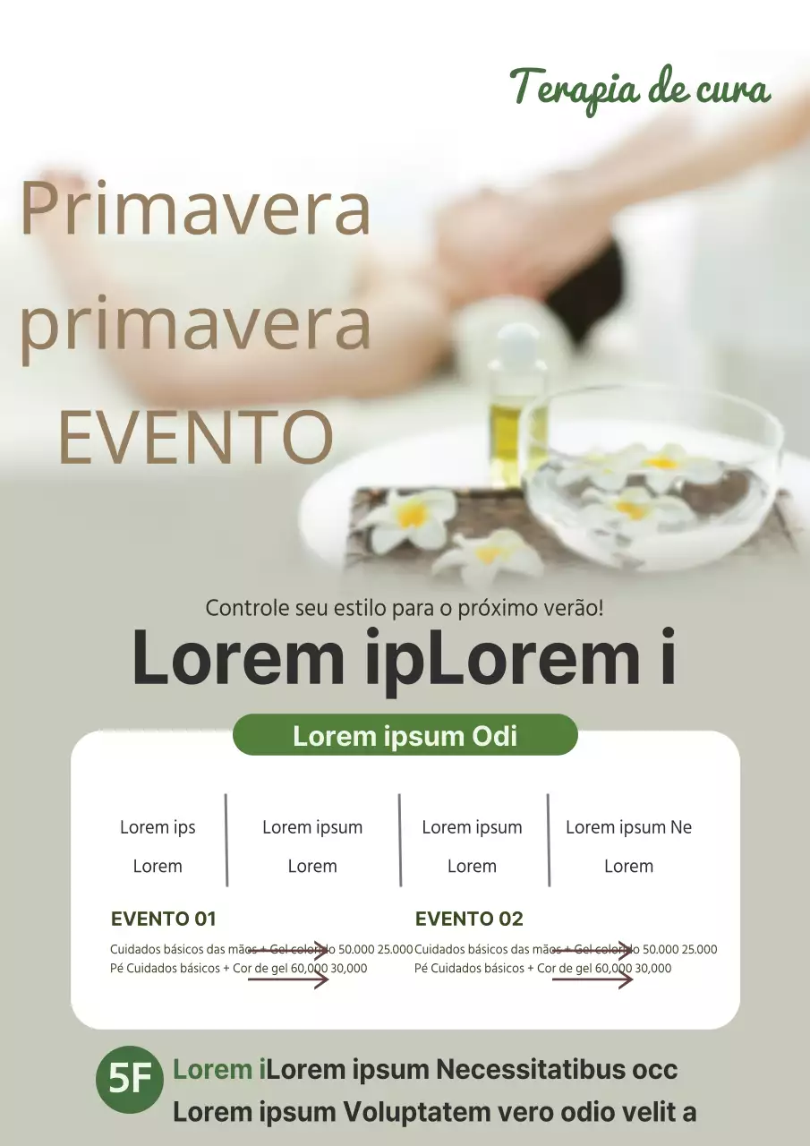 Folheto de evento de salão de beleza elegante em bege