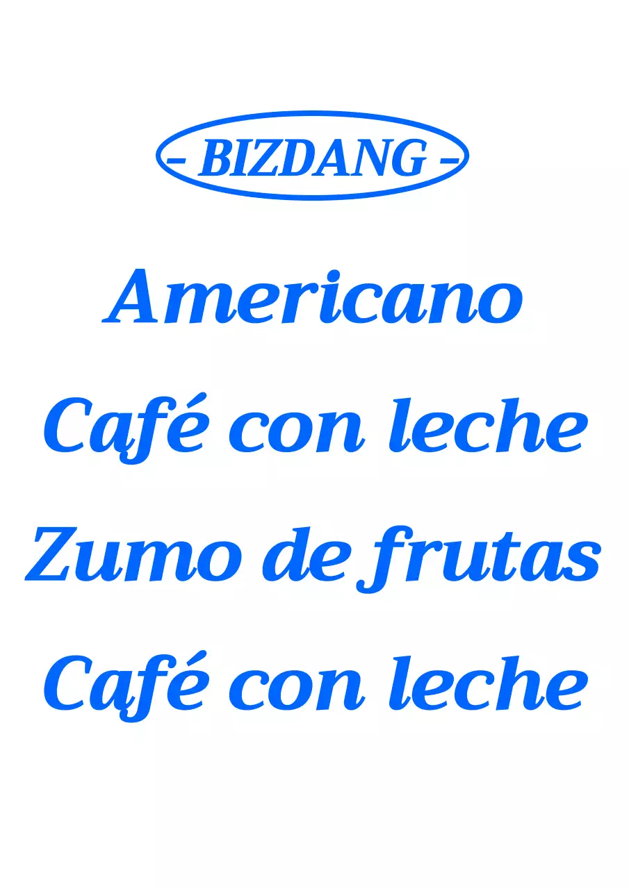 Promocionar una cafetería con una carta de bebidas limpia y azul