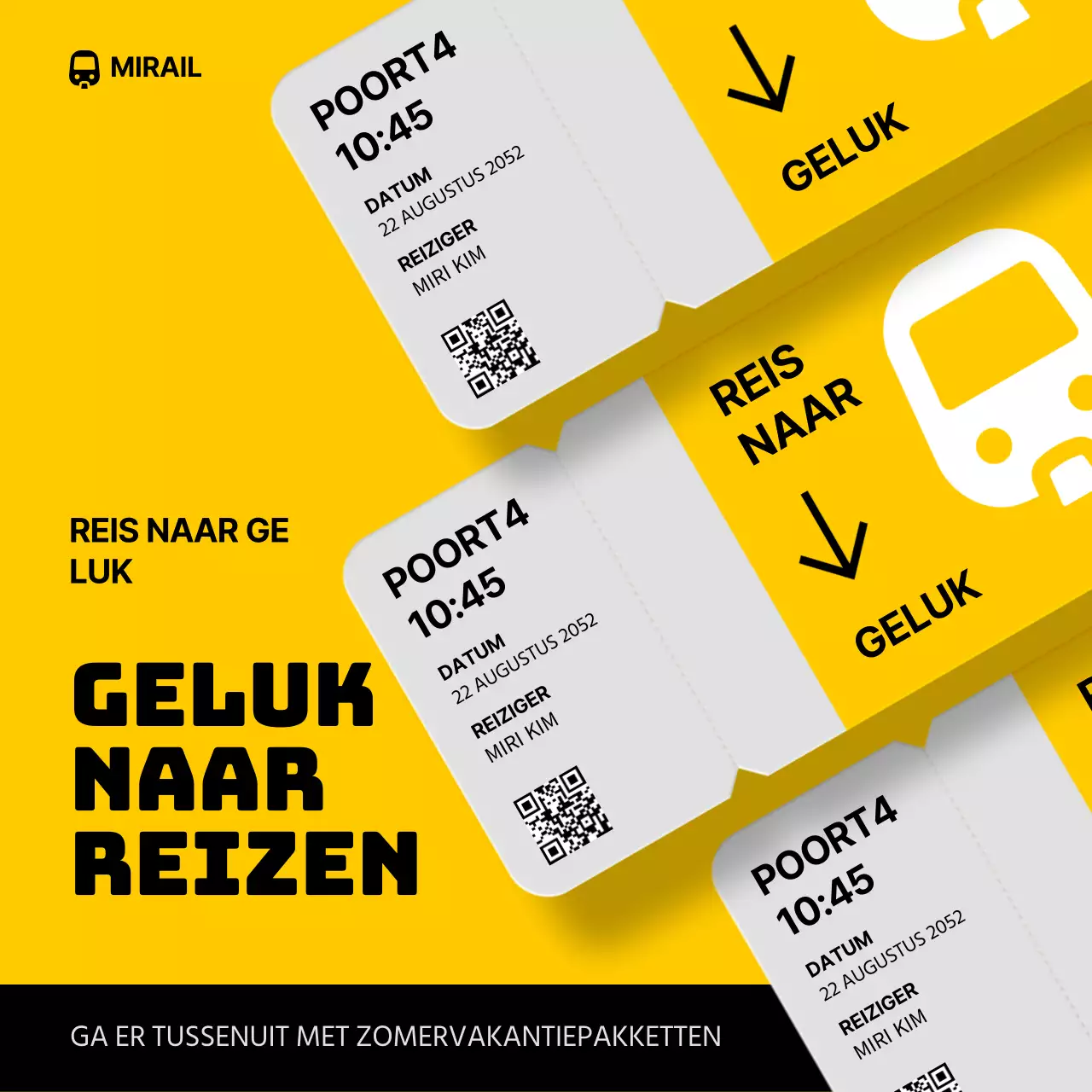 Concept geel en zwart kaartje voor treinreizen