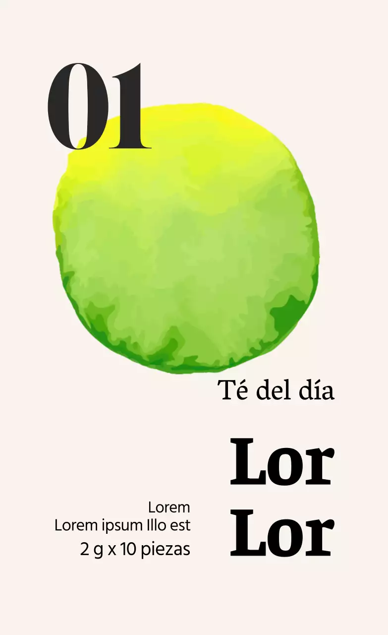 Ilustración abstracta café hoja de caqui etiqueta de la bolsa de té