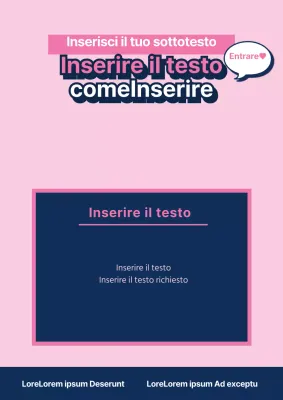 Materiale promozionale con testo semplice in rosa e blu navy