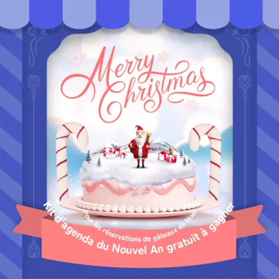 Gâteau de Noël sur fond bleu-violet Offre de pré-commande