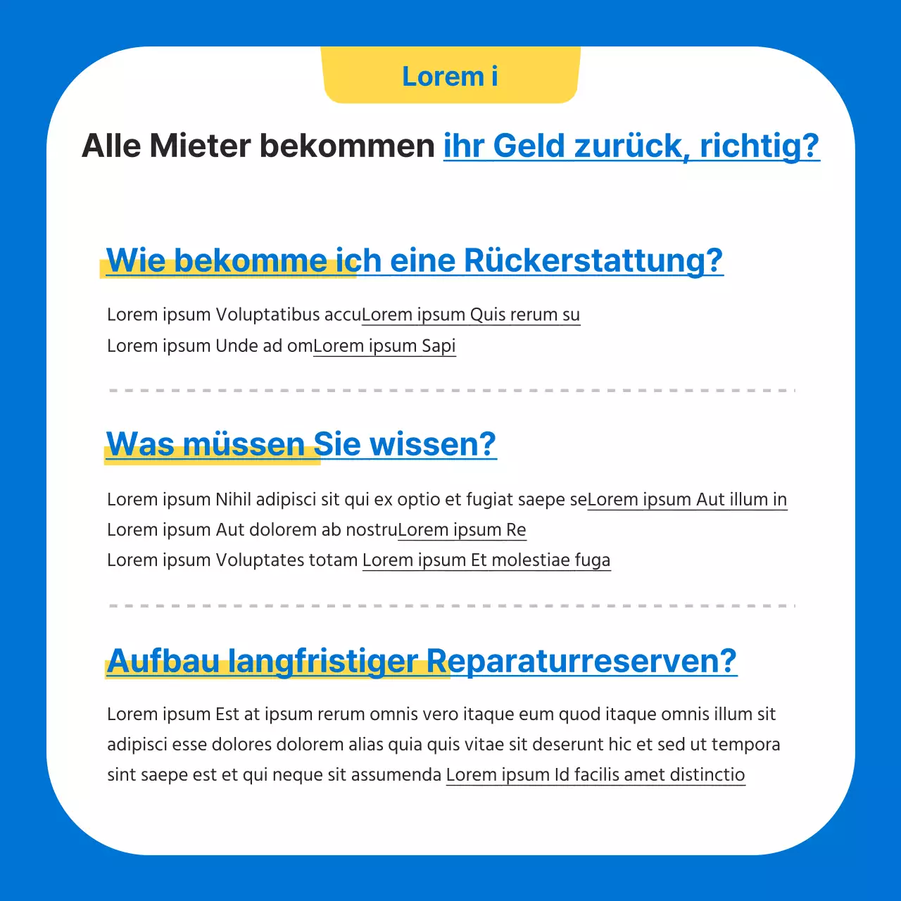 Ein Leitfaden für kitschige blaue und gelbe langfristige Reparaturzulagen