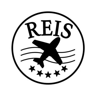 Reisconcept met zwarte sterren en vliegtuigillustratie