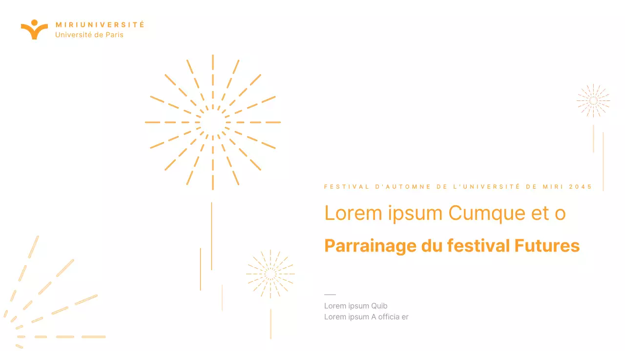 Présentation simple du parrainage d'un festival universitaire orange pour les écoles supérieures et les universités