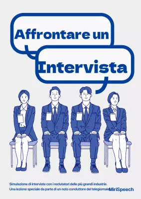 Semplice discorso illustrato in blu e grigio per il colloquio di lavoro a scuola