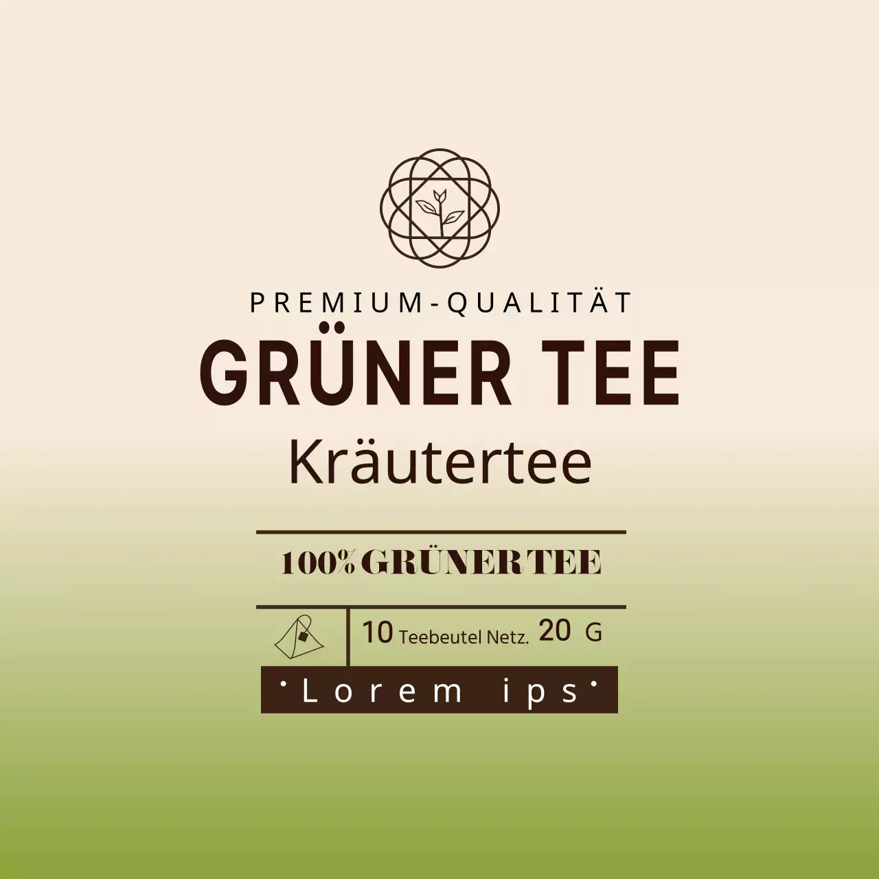 Neujahr Elfenbein illustrierte Etiketten für grüne Teebeutel