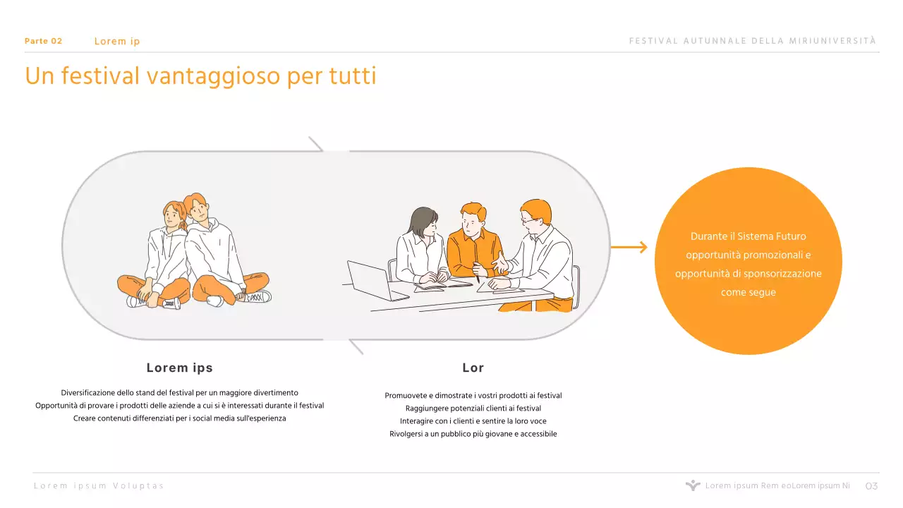 Semplice presentazione di sponsorizzazione del festival universitario arancione per college e università