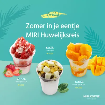 Vierkante banner met mintkleurig zomerschaafijs