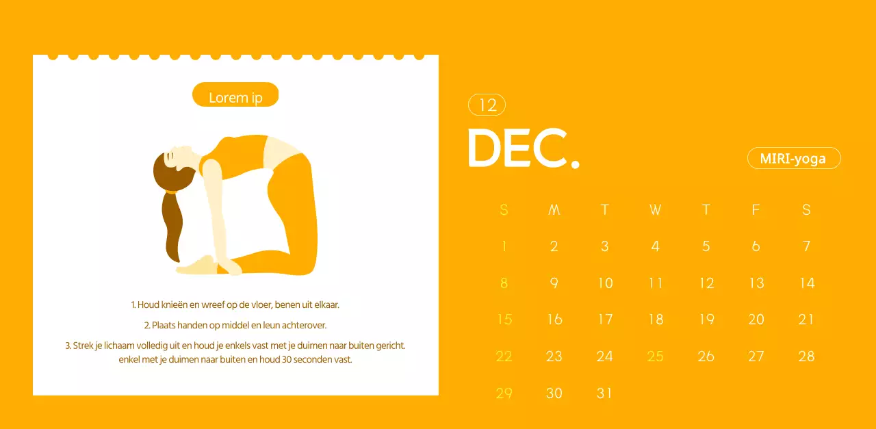 Oranje kalenders om weg te geven als je je yogastudio promoot