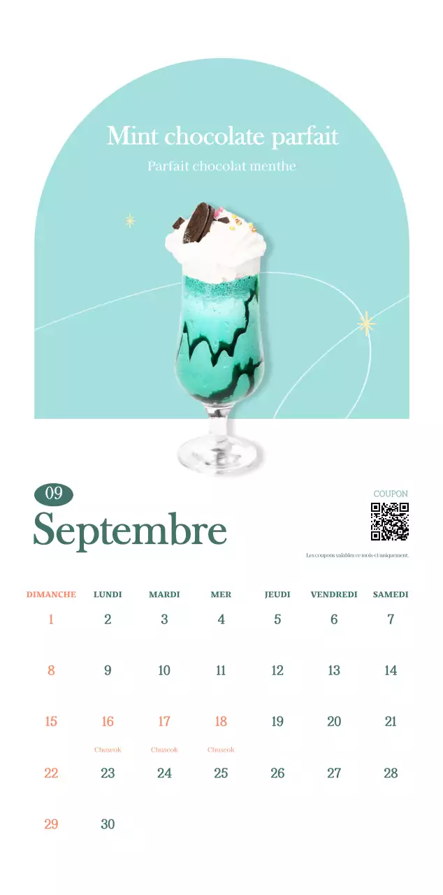 Calendrier des cafés avec recommandation de la boisson du mois