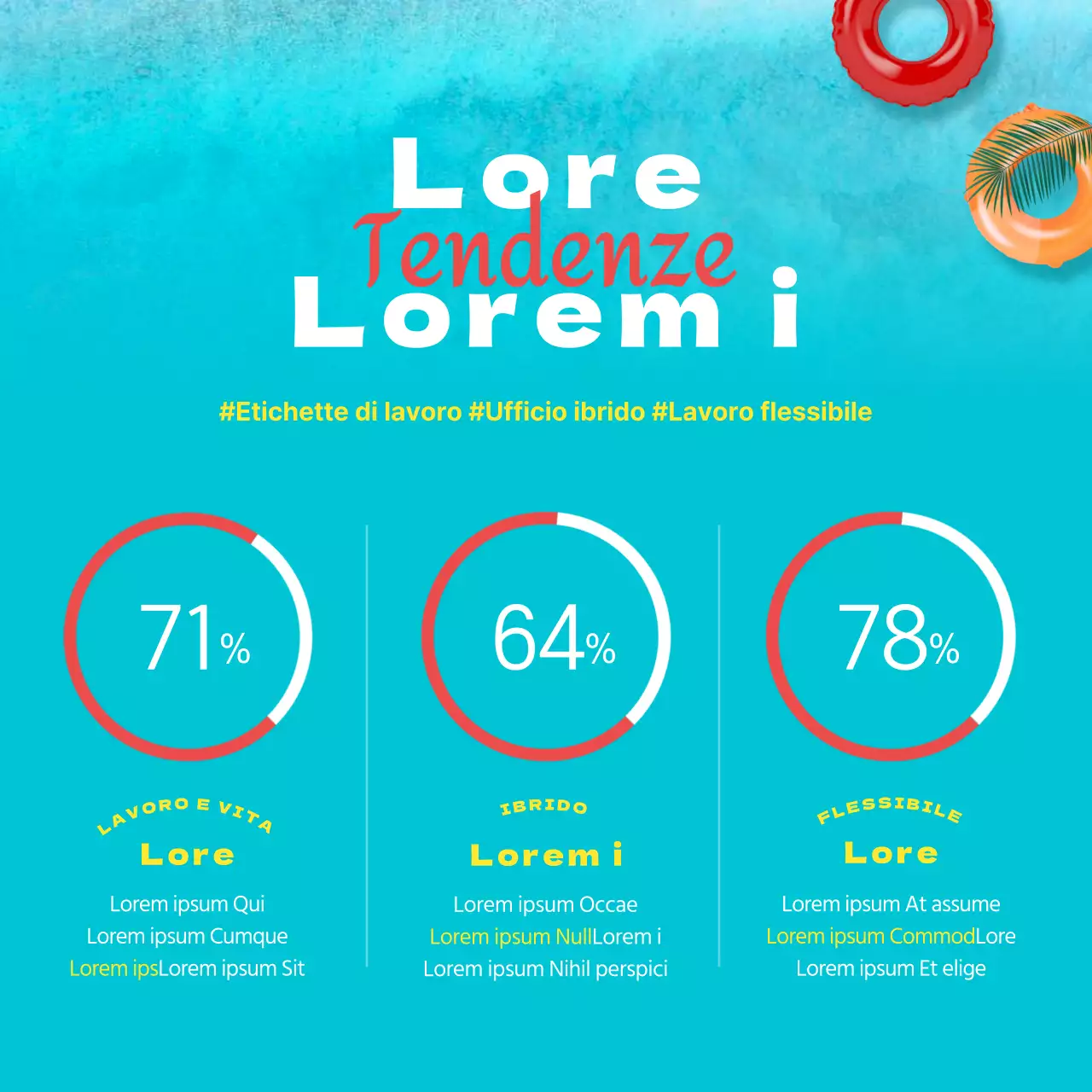 Uno spazio di lavoro fresco e nitido in blu e giallo