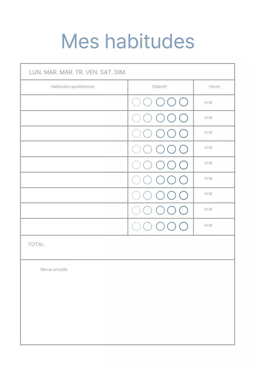 Planificateur simple à lignes bleues