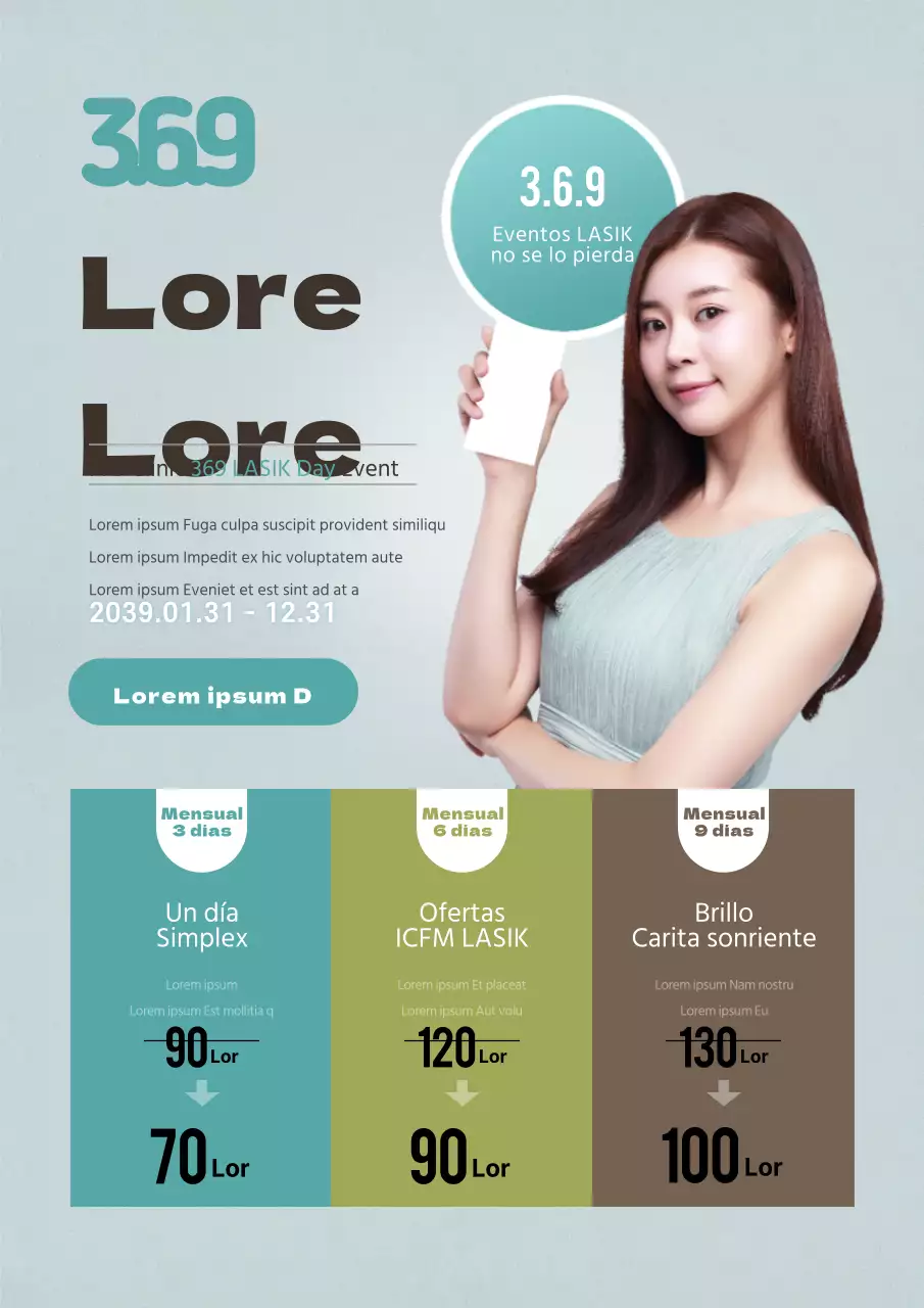 Promocione su evento LASIK con un cuidado ocular limpio en gris y turquesa