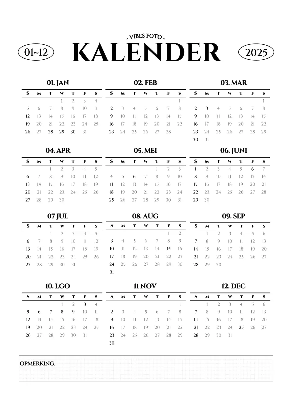 Eenvoudige stijl muurkalender met zwart-wit emotionele reisfotografie concept