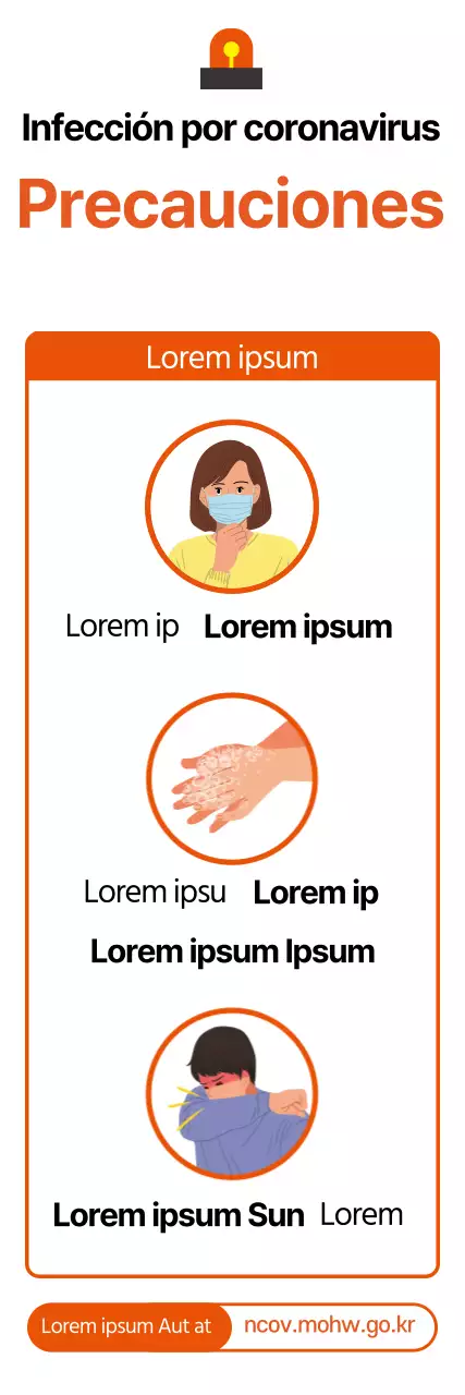 Guía ilustrada naranja de precauciones frente al coronavirus