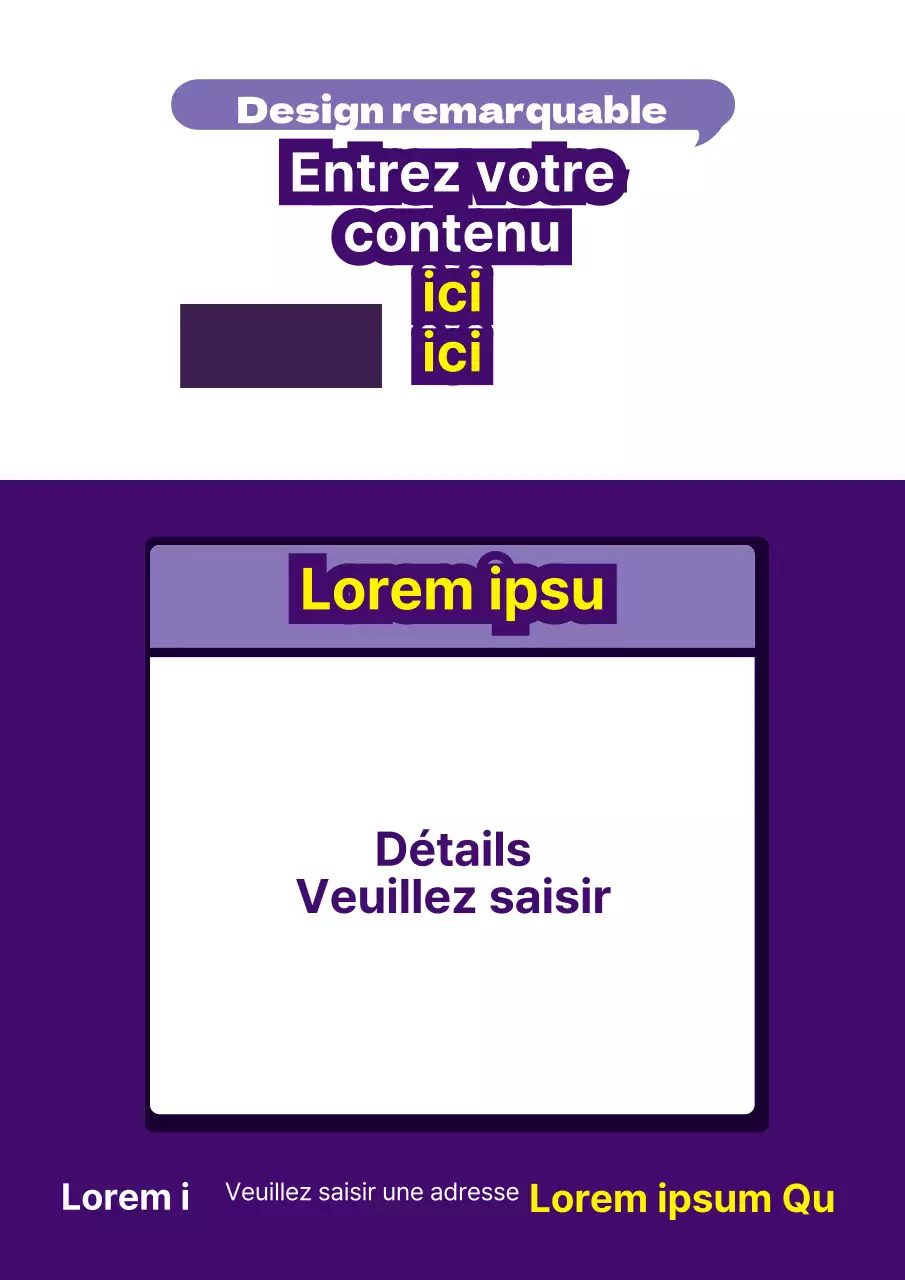 Prospectus de magasin avec des séparateurs violets et jaunes