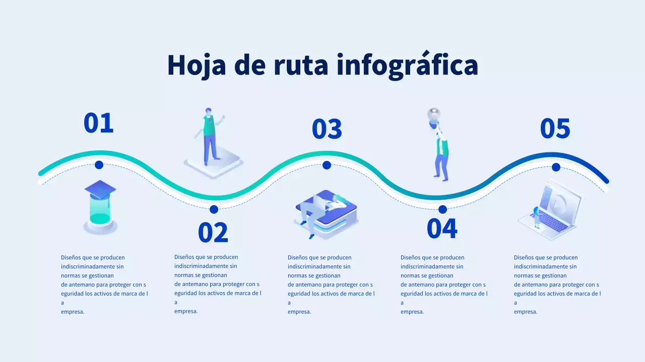 Infografía sobre la hoja de ruta con ilustraciones empresariales en azul y azul claro Infografía sobre la hoja de ruta con ilustraciones empresariales en azul y azul claro