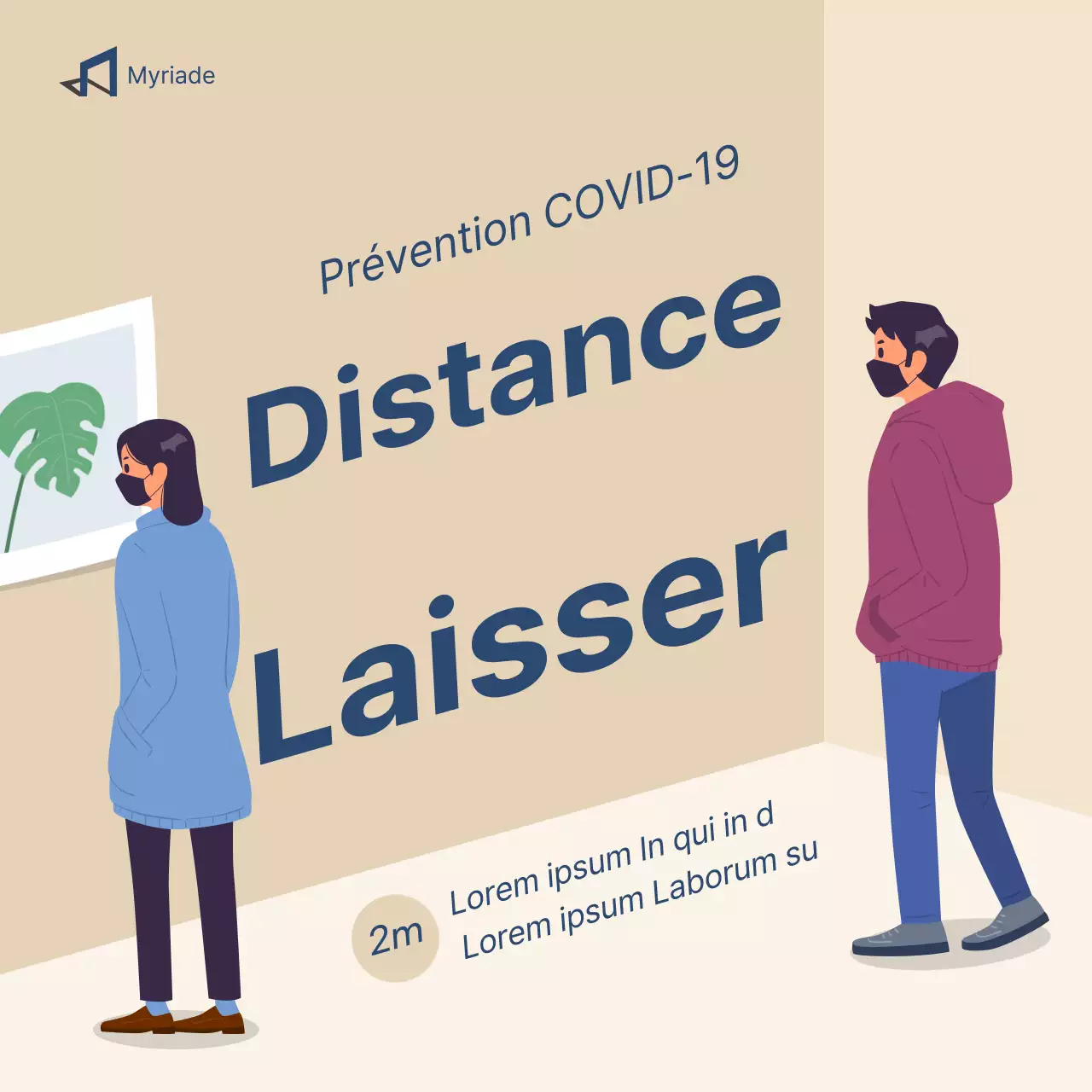 Visiter des expositions sur fond beige Guide des mesures de distanciation de la couronne