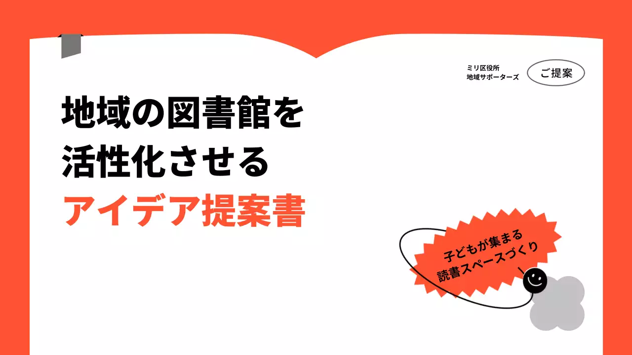 オレンジ シンプル 図書館 企画書 プレゼンテーション