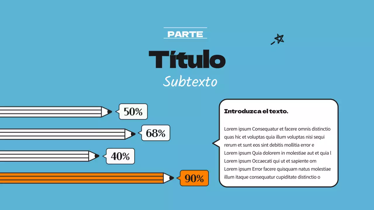 Bonito gráfico de barras horizontales en azul claro y naranja