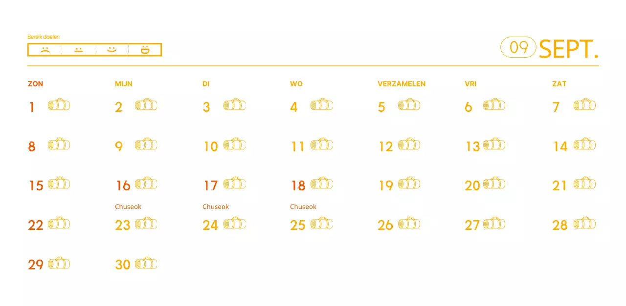 Oranje kalenders om weg te geven als je je yogastudio promoot
